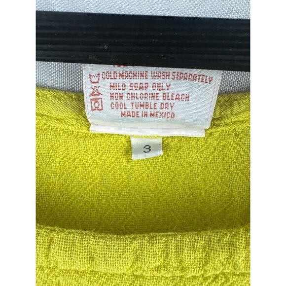 Oh My Gauze! Womens Yellow Top Size 3 100% Cotton Made In Mexico - Picture 4 of 5
